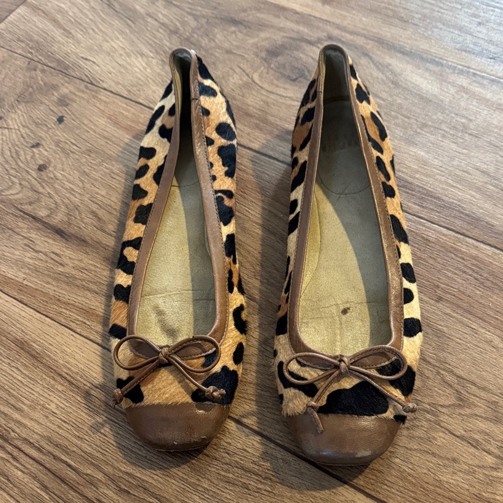 Stuart Weitzman Animal Print Flats with Bow